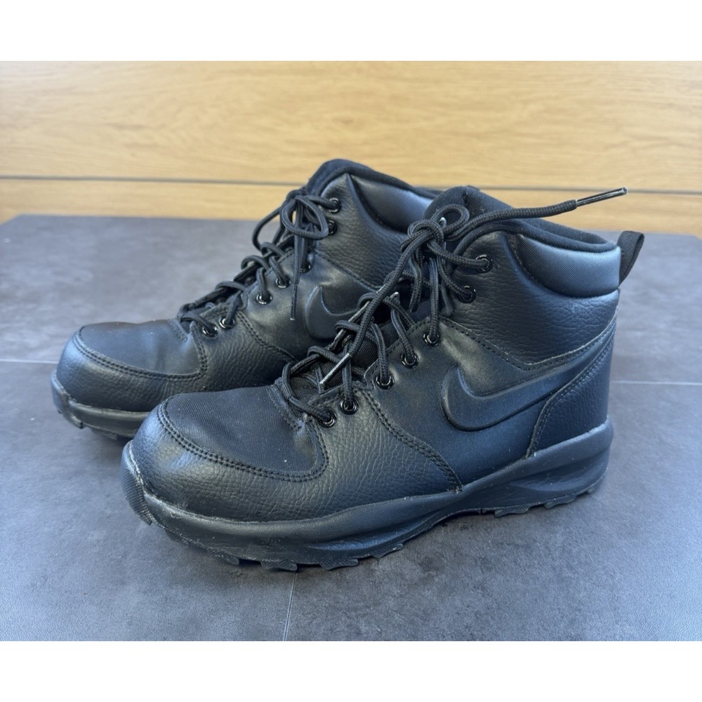 Nike Manoa LTR GS Youth 7 Triple Black Leather Ankle Hiking Boots